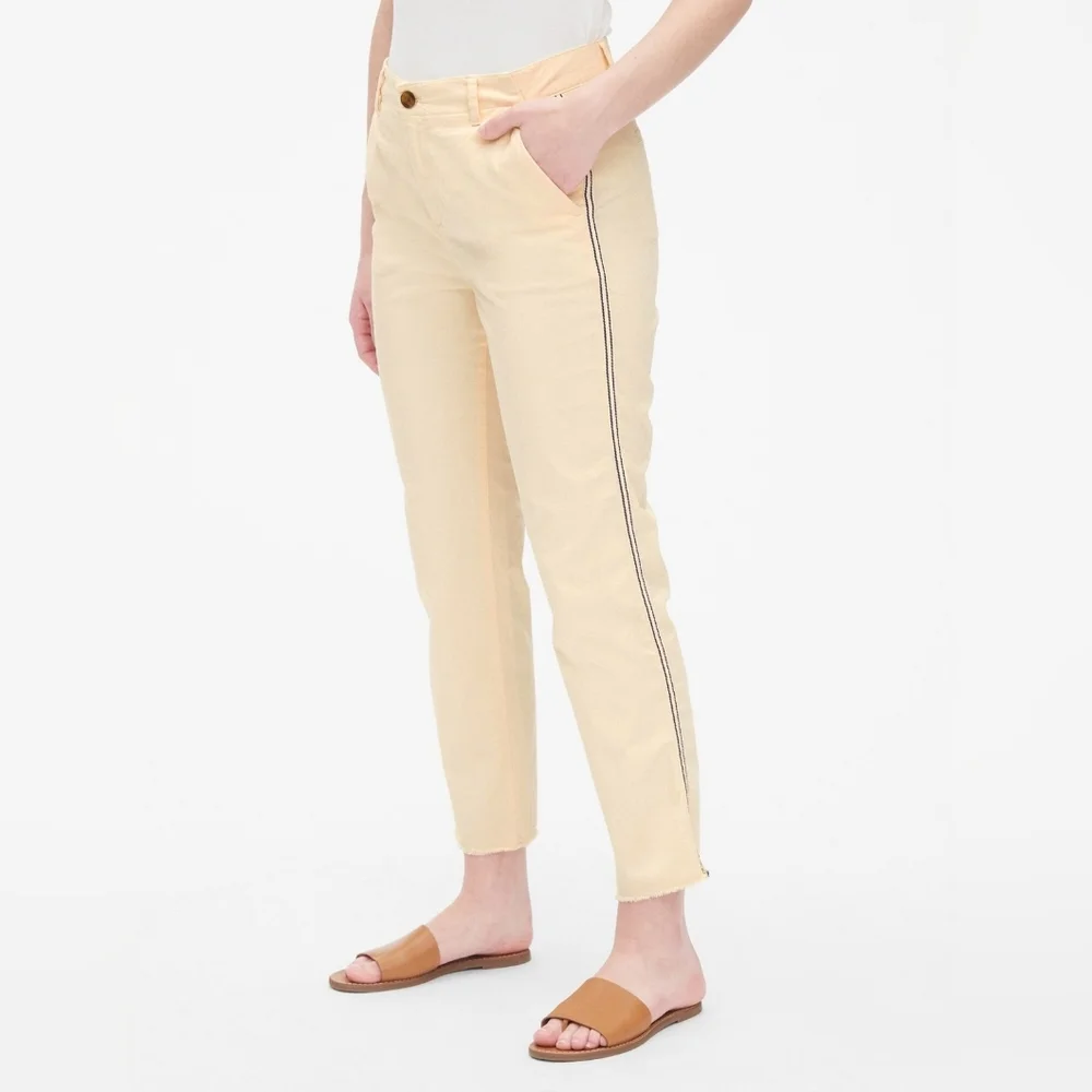 GAP Girlfriend Chinos Midrise Yellow Cream Blue‎ Stripe (#1,348)